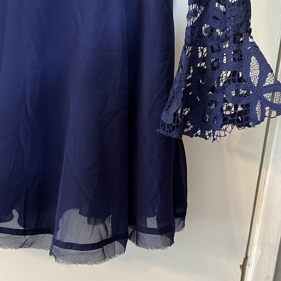 Tularosa Revolve Skylar Lace V Neck Mini Dress Blue Small - Picture 2 of 10